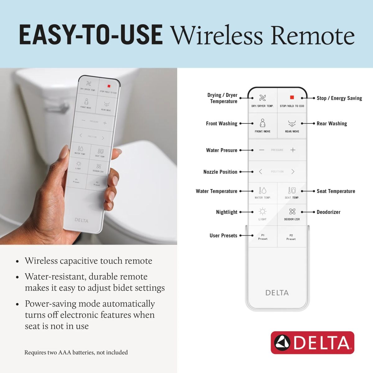 DELTA Refresh Ultimate Elongated Electric Bidet Toilet Seat — White