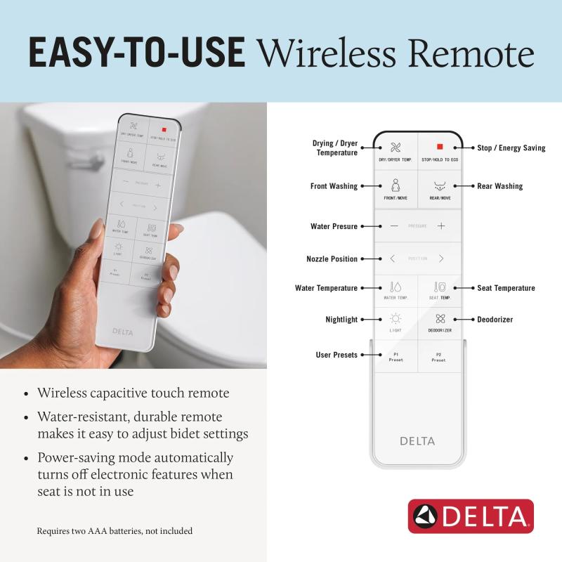 DELTA Refresh Ultimate Elongated Electric Bidet Toilet Seat — White
