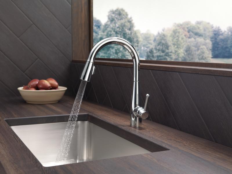 DELTA Essa Single Handle Pull-Down Kitchen Faucet — Chrome