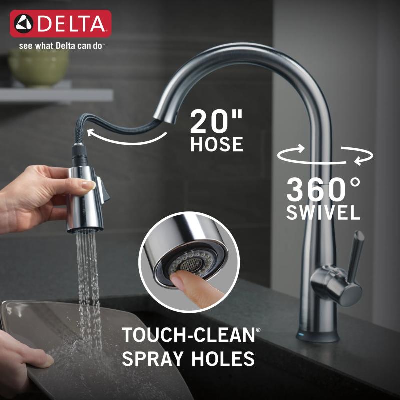 DELTA Essa Single Handle Pull-Down Kitchen Faucet with Touch2O Technology — Arctic Stainless