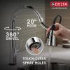 DELTA Essa Single Handle Pull-Down Kitchen Faucet with Touch2O Technology — Chrome