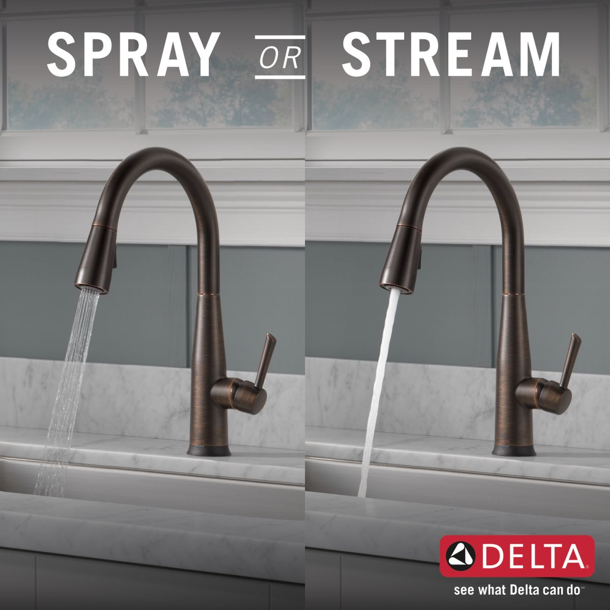 DELTA Essa Single Handle Pull-Down Kitchen Faucet with Touch2O Technology — Venetian Bronze
