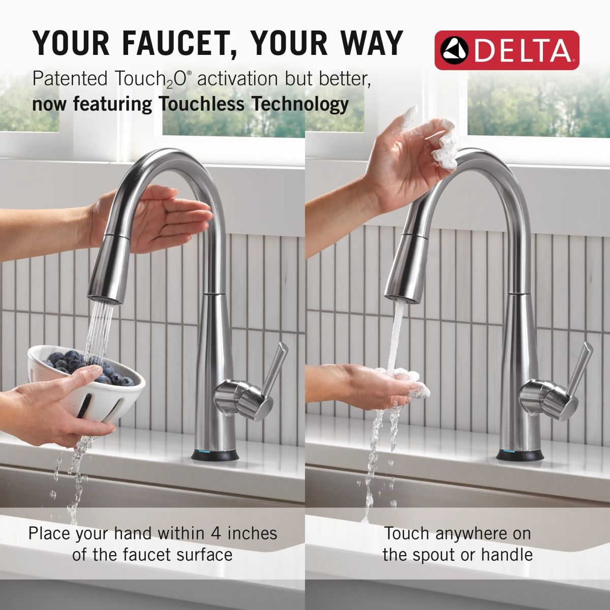DELTA Essa Touch2O Technology Kitchen Faucet with Touchless Technology — Arctic Stainless