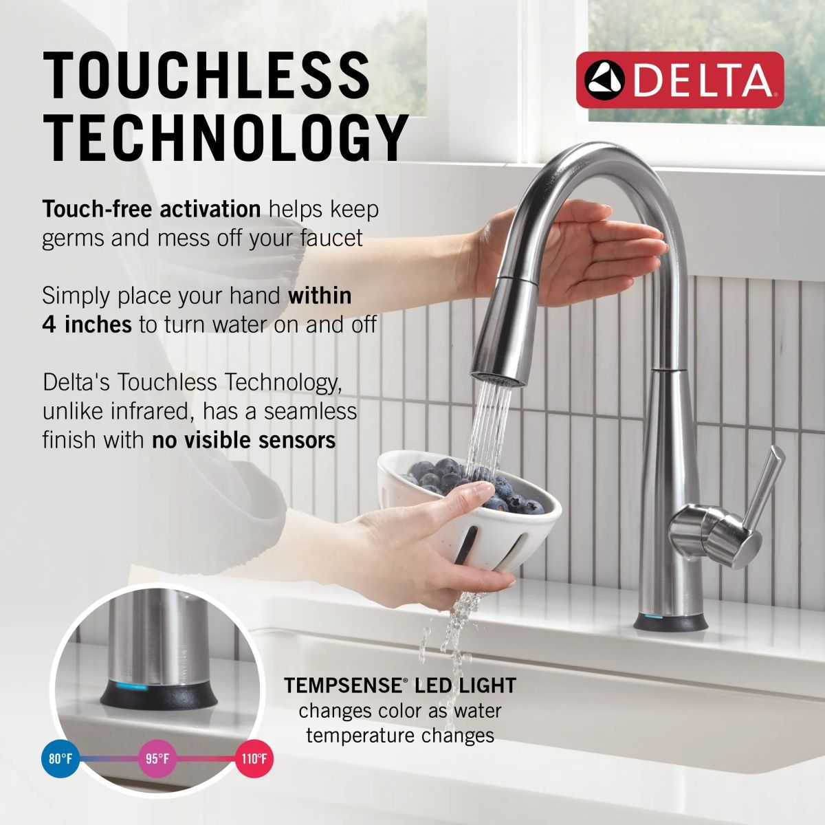 DELTA Essa Touch2O Technology Kitchen Faucet with Touchless Technology — Arctic Stainless