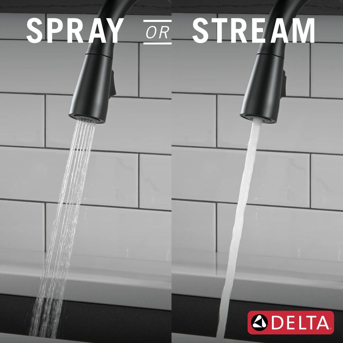 DELTA Essa Touch2O Technology Kitchen Faucet with Touchless Technology — Matte Black