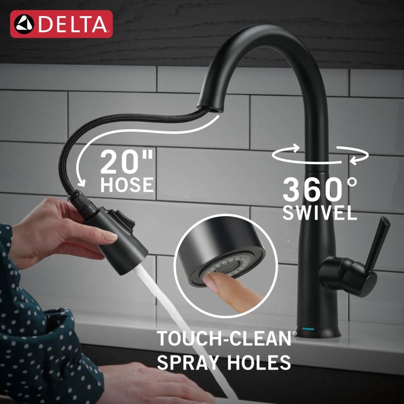 DELTA Essa Touch2O Technology Kitchen Faucet with Touchless Technology — Matte Black