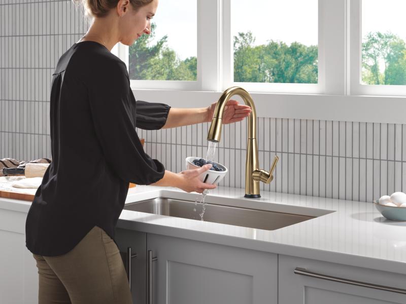 DELTA Essa Touch2O Technology Kitchen Faucet with Touchless Technology — Champagne Bronze