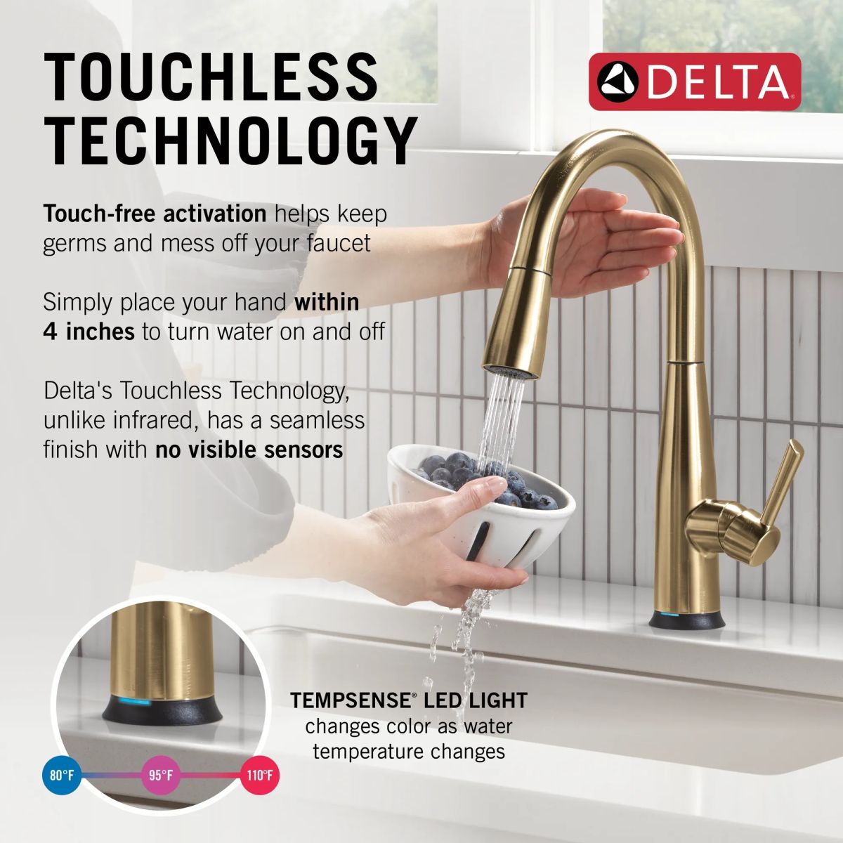 DELTA Essa Touch2O Technology Kitchen Faucet with Touchless Technology — Champagne Bronze