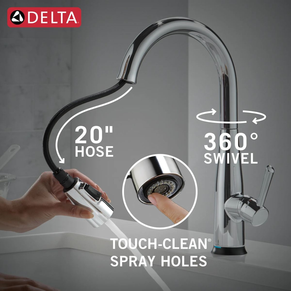 DELTA Essa Touch2O Technology Kitchen Faucet with Touchless Technology — Chrome