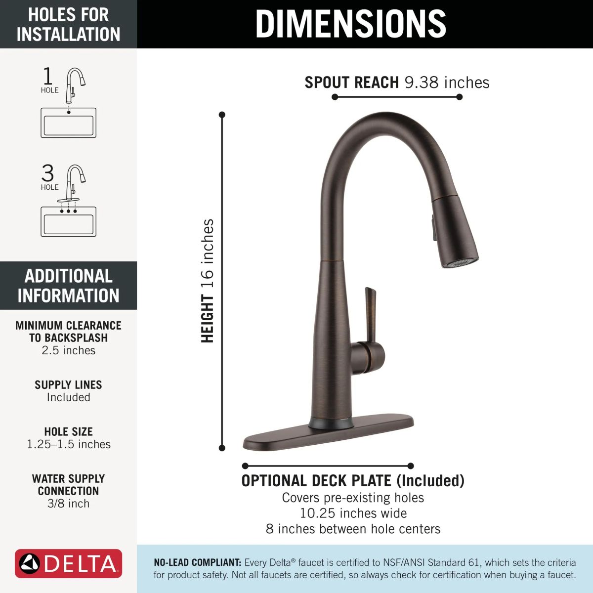 DELTA Essa Touch2O Technology Kitchen Faucet with Touchless Technology — Venetian Bronze