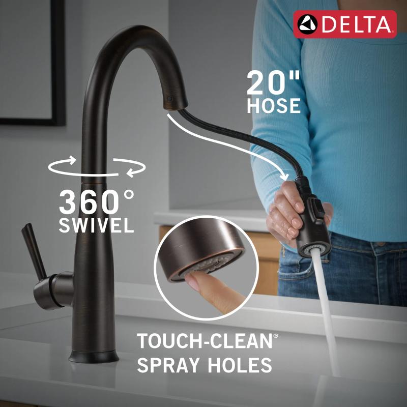 DELTA Essa Touch2O Technology Kitchen Faucet with Touchless Technology — Venetian Bronze