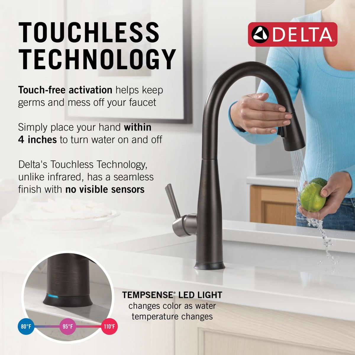 DELTA Essa Touch2O Technology Kitchen Faucet with Touchless Technology — Venetian Bronze