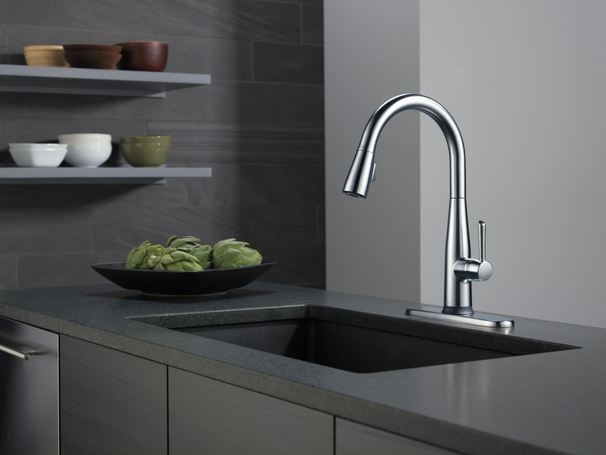 DELTA Essa VoiceIQ Single Handle Pull-Down Faucet with Touch2O Technology — Arctic Stainless