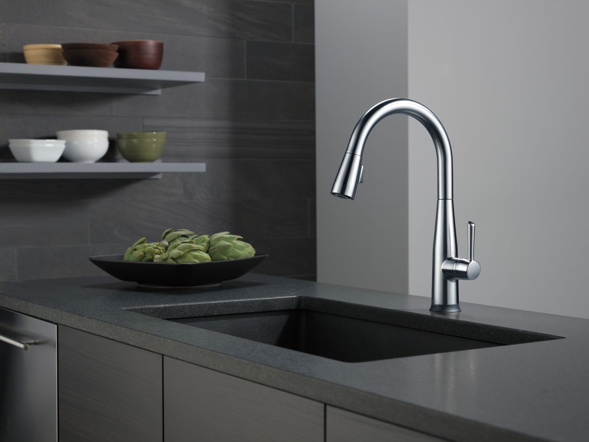 DELTA Essa VoiceIQ Single Handle Pull-Down Faucet with Touch2O Technology — Arctic Stainless
