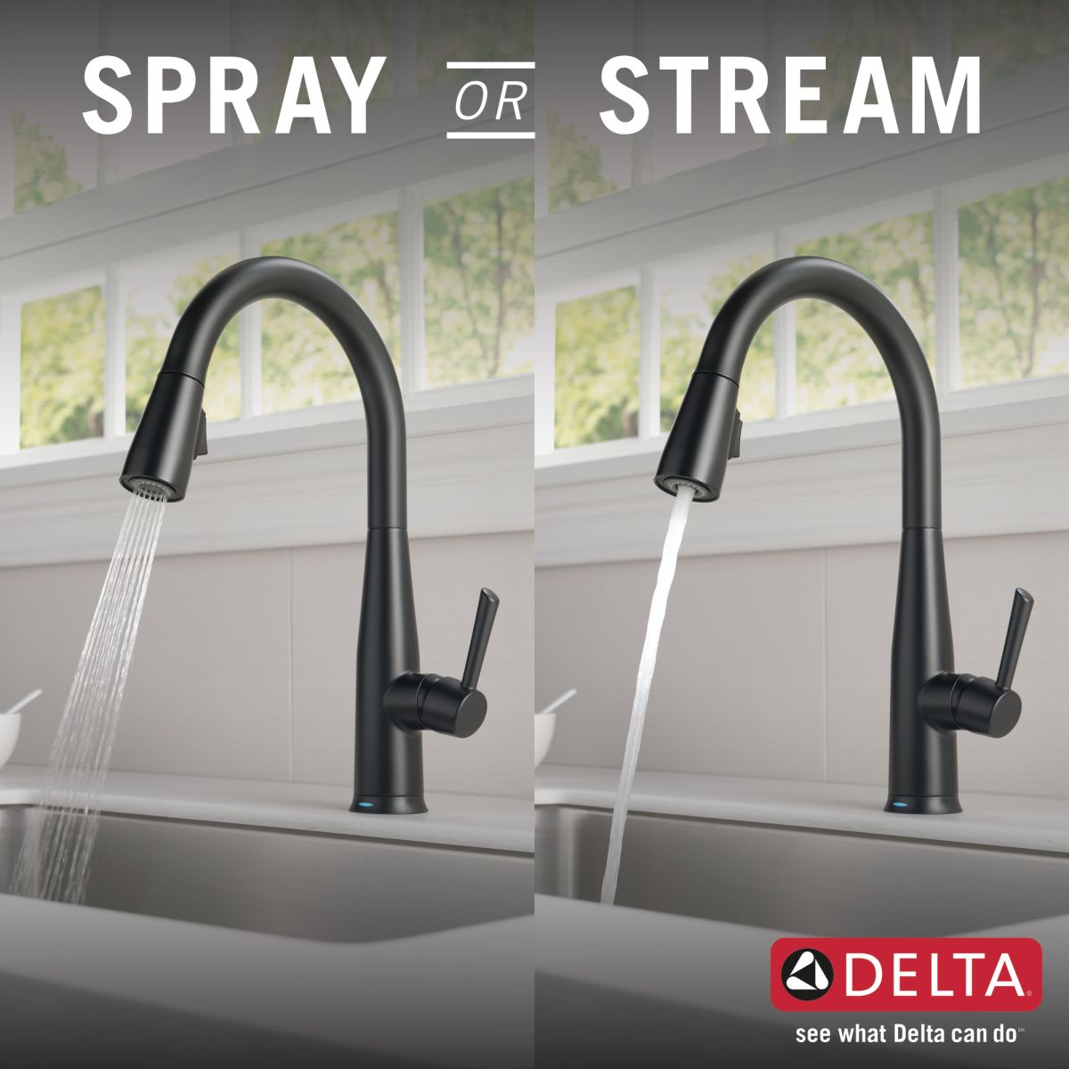 DELTA Essa VoiceIQ Single Handle Pull-Down Faucet with Touch2O Technology — Matte Black