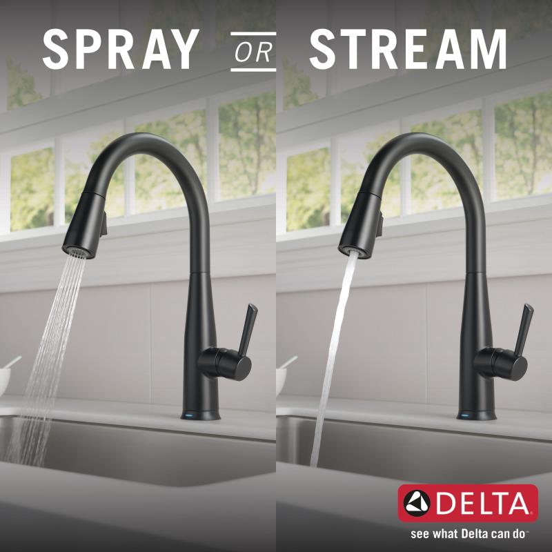 DELTA Essa VoiceIQ Single Handle Pull-Down Faucet with Touch2O Technology — Matte Black