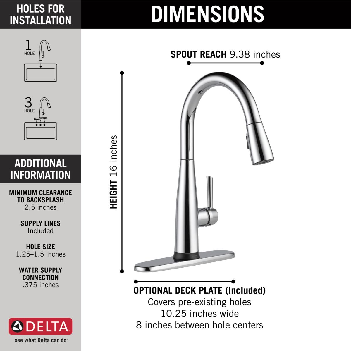 DELTA Essa VoiceIQ Single Handle Pull-Down Faucet with Touch2O Technology — Chrome
