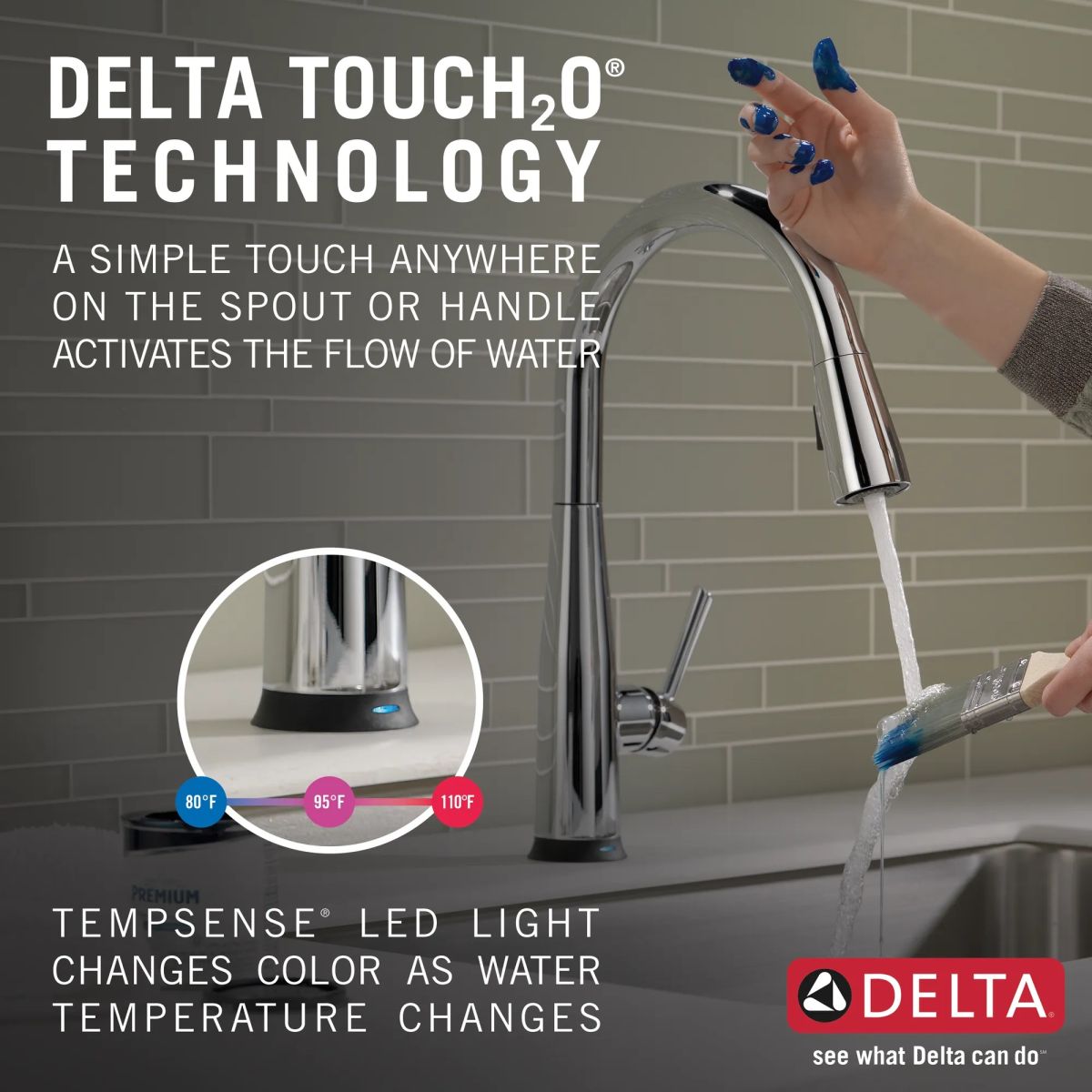 DELTA Essa VoiceIQ Single Handle Pull-Down Faucet with Touch2O Technology — Chrome
