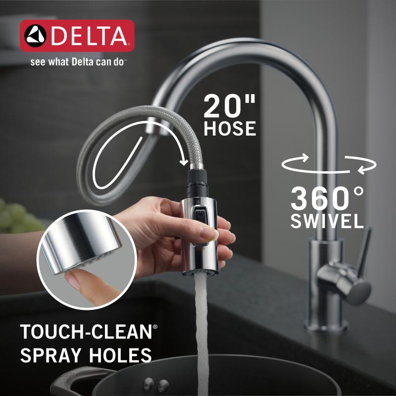 DELTA Trinsic Single Handle Pull-Down Kitchen Faucet — Arctic Stainless