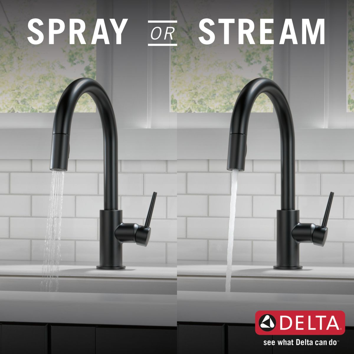DELTA Trinsic Single Handle Pull-Down Kitchen Faucet — Matte Black