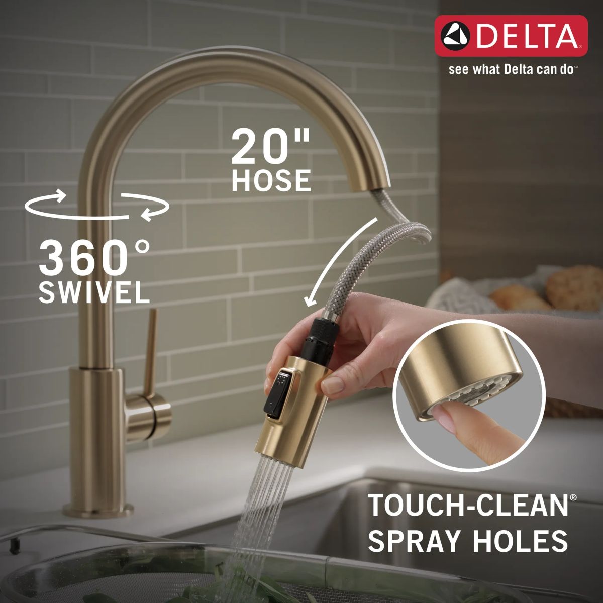 DELTA Trinsic Single Handle Pull-Down Kitchen Faucet — Champagne Bronze