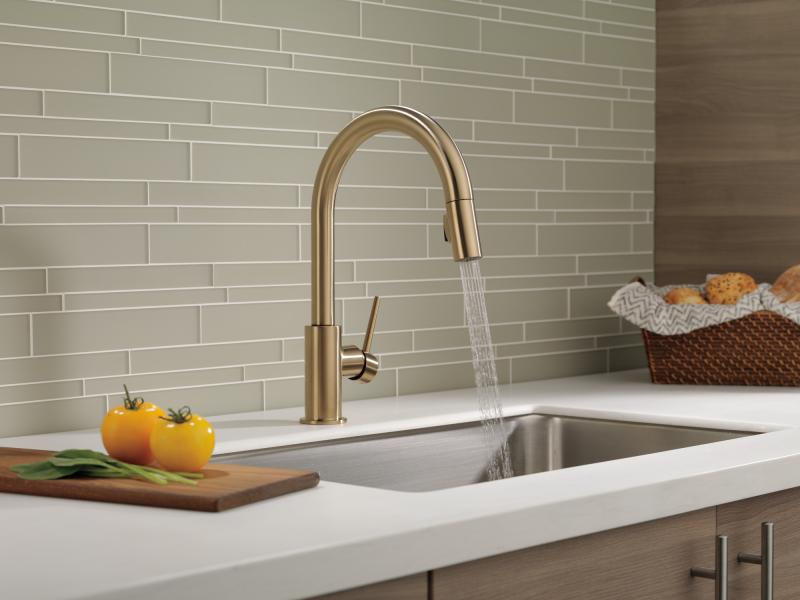 DELTA Trinsic Single Handle Pull-Down Kitchen Faucet — Champagne Bronze