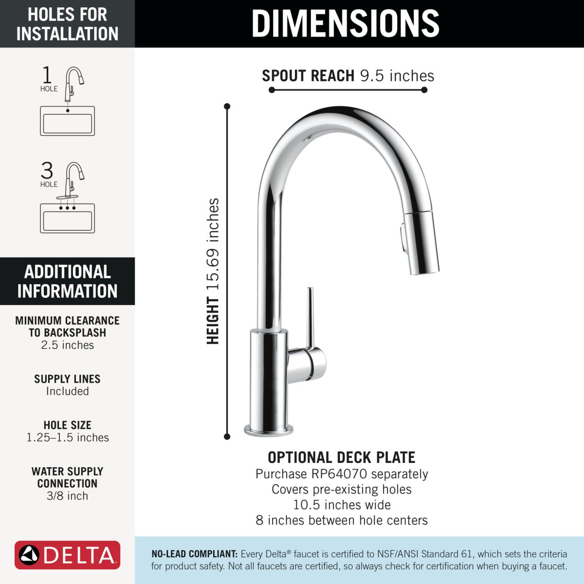 DELTA Trinsic Single Handle Pull-Down Kitchen Faucet — Chrome