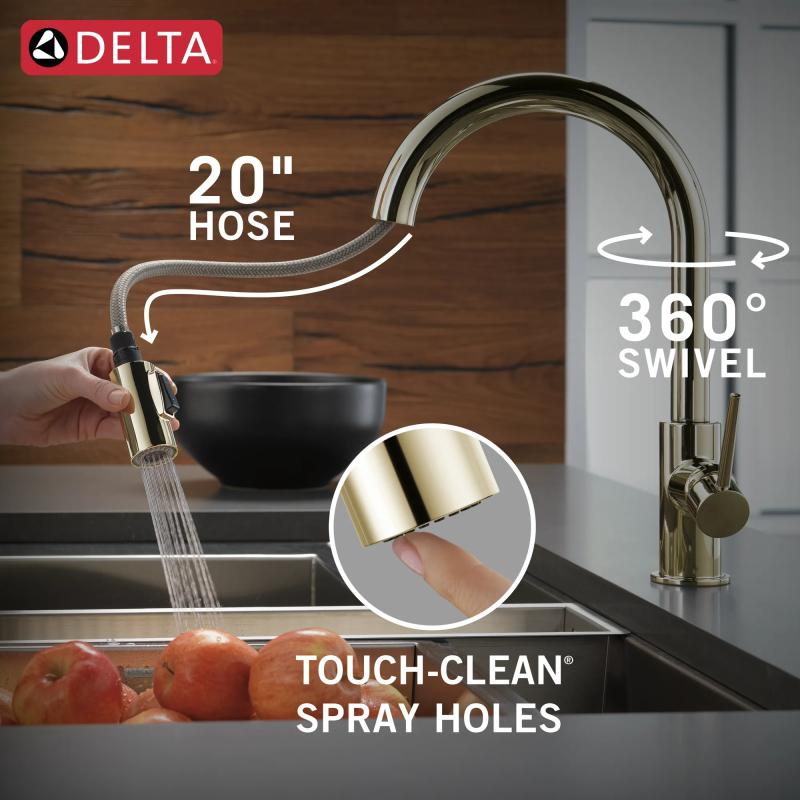 DELTA Trinsic Single Handle Pull-Down Kitchen Faucet — Polished Nickel