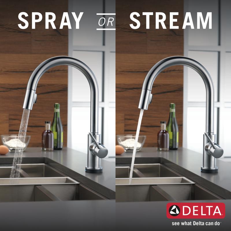 DELTA Trinsic Single Handle Pull-Down Kitchen Faucet with Touch2O Technology — Arctic Stainless