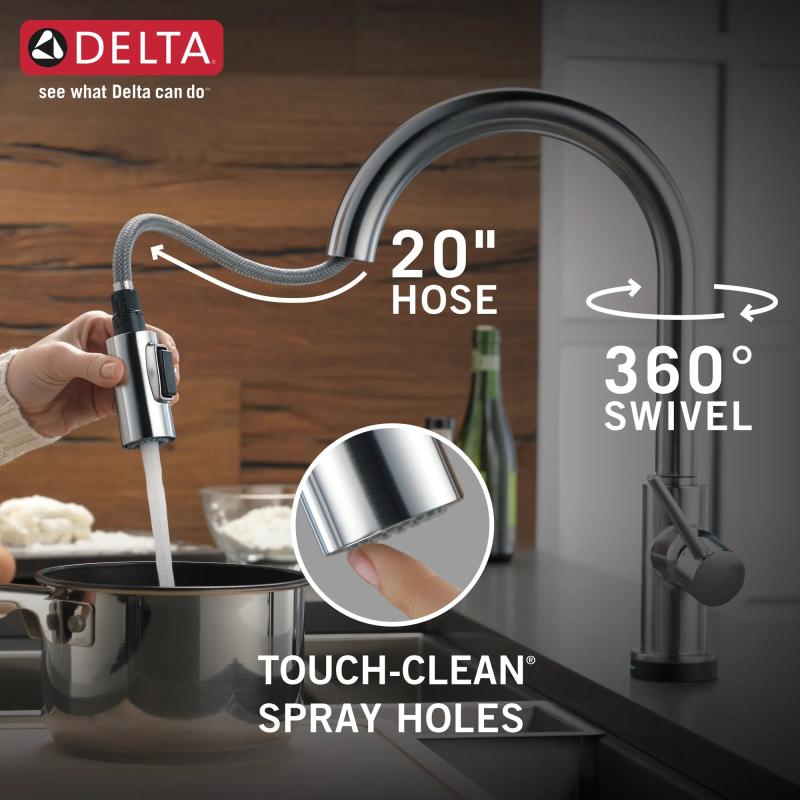DELTA Trinsic Single Handle Pull-Down Kitchen Faucet with Touch2O Technology — Arctic Stainless