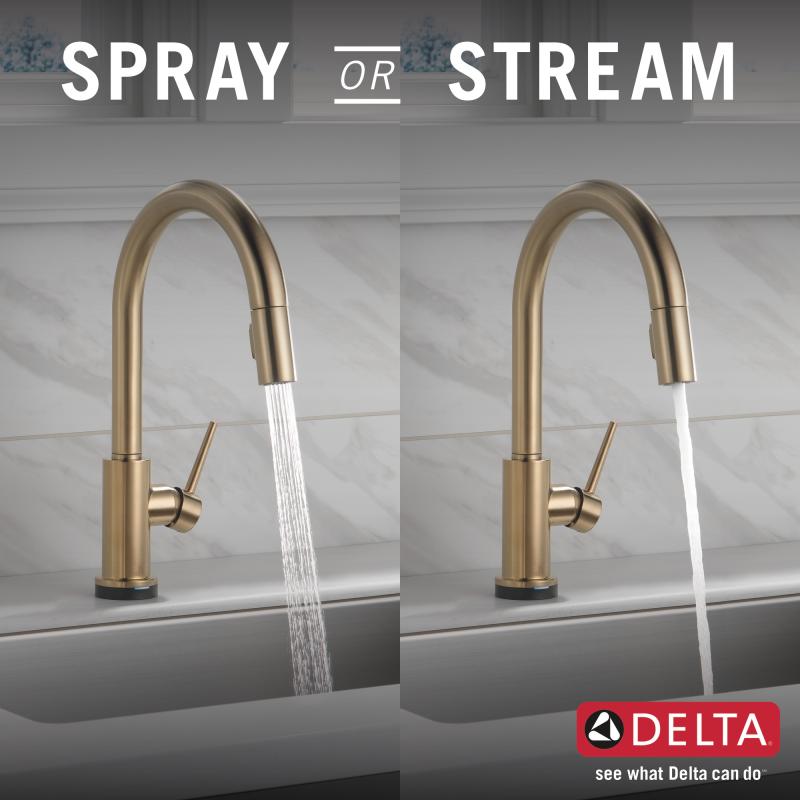 DELTA Trinsic Single Handle Pull-Down Kitchen Faucet with Touch2O Technology — Champagne Bronze