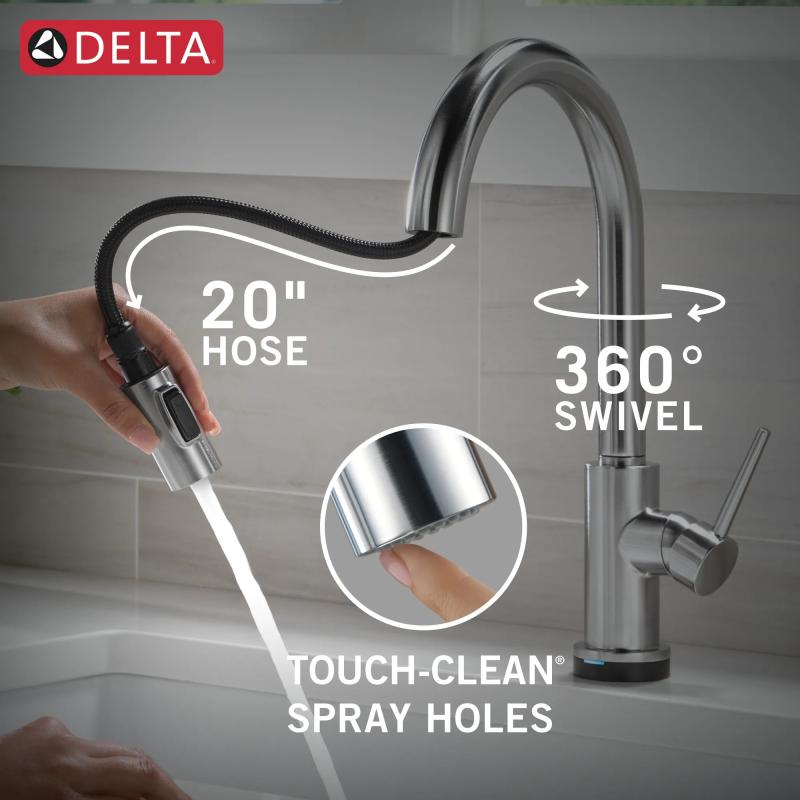 DELTA Trinsic VoiceIQ Kitchen Faucet with Touch2O Technology with Touchless Technology — Arctic Stainless