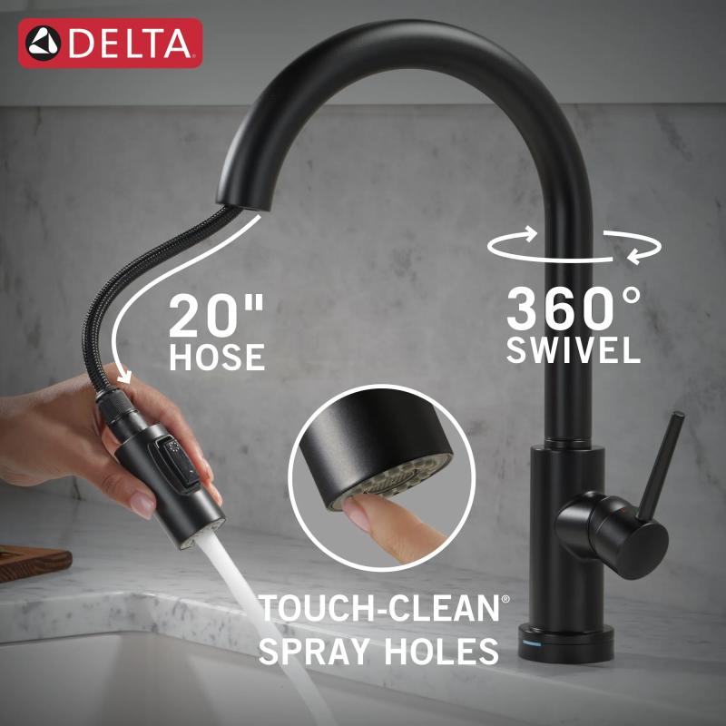 DELTA Trinsic VoiceIQ Kitchen Faucet with Touch2O Technology with Touchless Technology — Matte Black