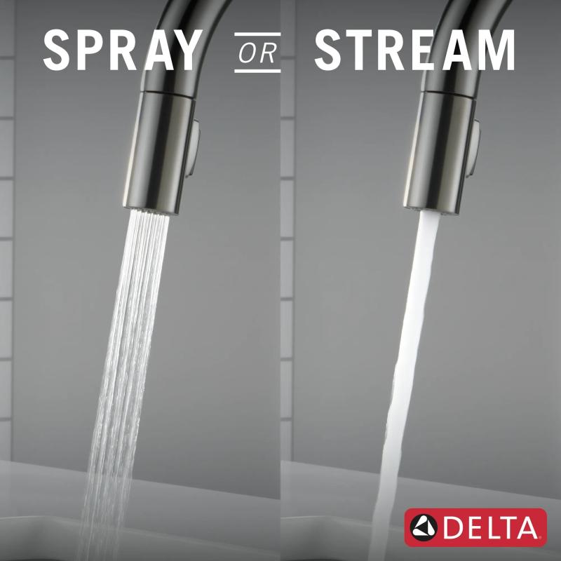DELTA Trinsic VoiceIQ Kitchen Faucet with Touch2O Technology with Touchless Technology — Black Stainless