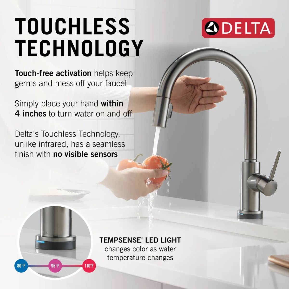 DELTA Trinsic VoiceIQ Kitchen Faucet with Touch2O Technology with Touchless Technology — Black Stainless