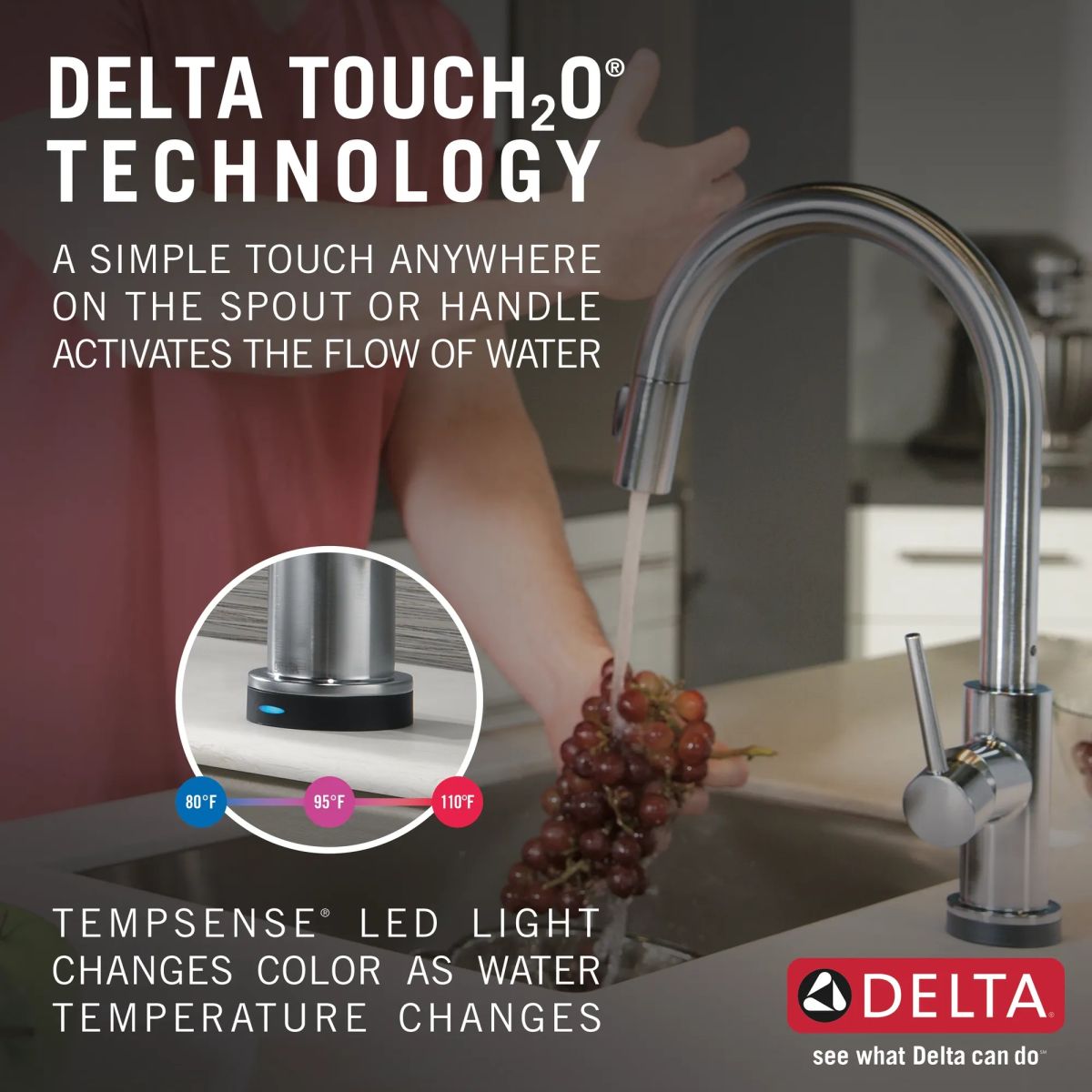DELTA Trinsic VoiceIQ Single-Handle Pull-Down Kitchen Faucet with Touch2O Technology — Arctic Stainless