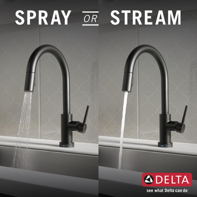 DELTA Trinsic VoiceIQ Single-Handle Pull-Down Kitchen Faucet with Touch2O Technology — Matte Black