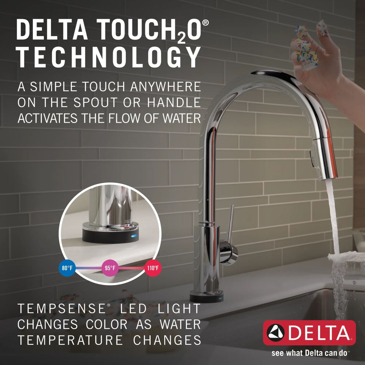 DELTA Trinsic VoiceIQ Single-Handle Pull-Down Kitchen Faucet with Touch2O Technology — Chrome