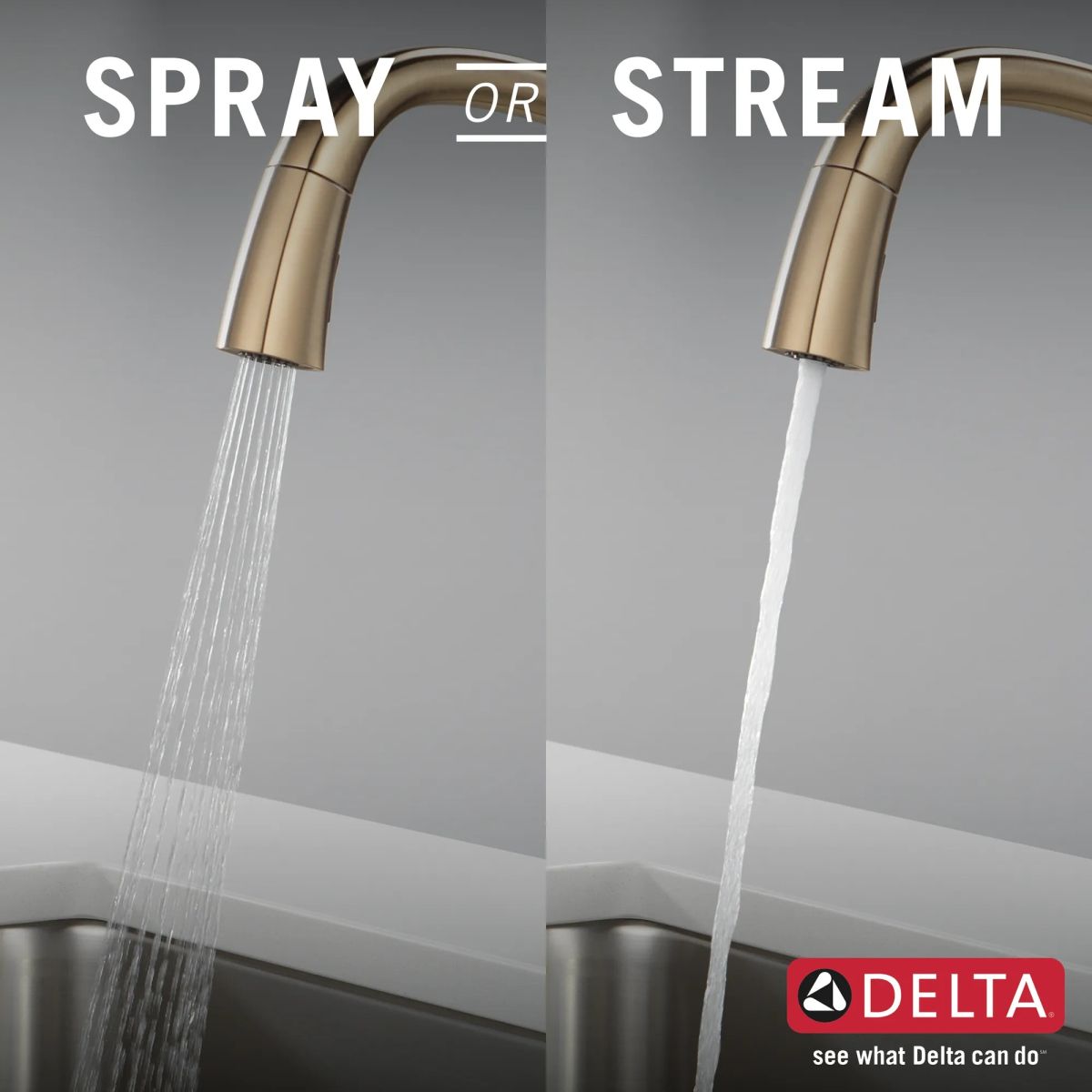 DELTA Stryke Single Handle Pull-Down Kitchen Faucet — Lumicoat® Champagne Bronze