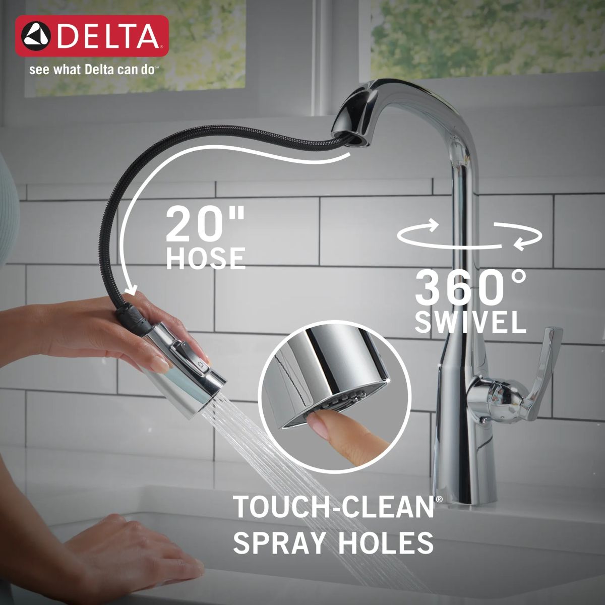 DELTA Stryke Single Handle Pull-Down Kitchen Faucet — Lumicoat® Chrome