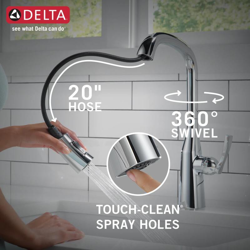 DELTA Stryke Single Handle Pull-Down Kitchen Faucet — Lumicoat® Chrome