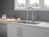 DELTA Stryke Single Handle Pull-Down Kitchen Faucet with Touch2O Technology — Lumicoat® Arctic Stainless
