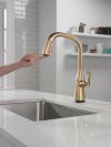 DELTA Stryke Single Handle Pull-Down Kitchen Faucet with Touch2O Technology — Lumicoat® Champagne Bronze
