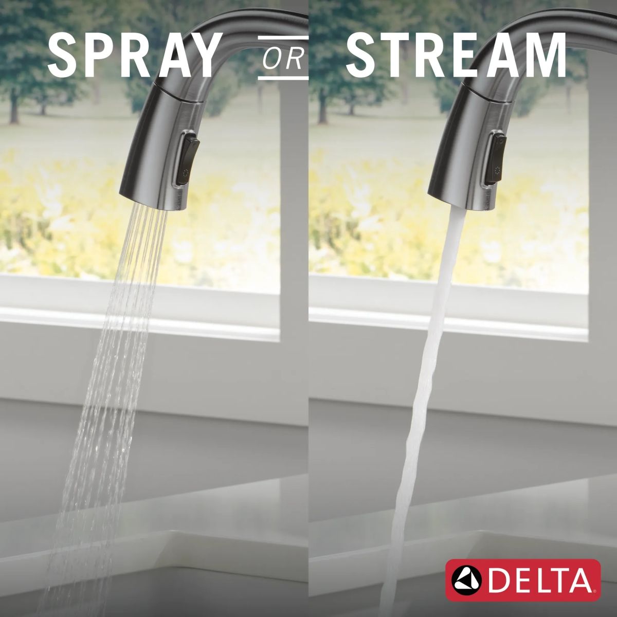 DELTA Stryke VoiceIQ Single Handle Pull-Down Faucet with Touch2O Technology — Lumicoat® Arctic Stainless