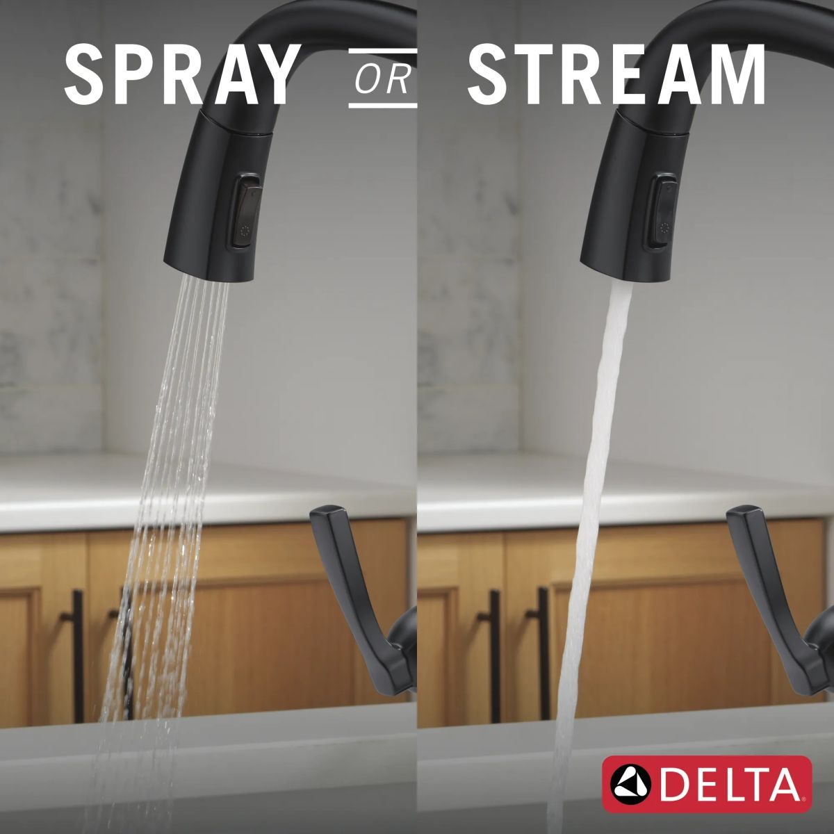 DELTA Stryke VoiceIQ Single Handle Pull-Down Faucet with Touch2O Technology — Matte Black