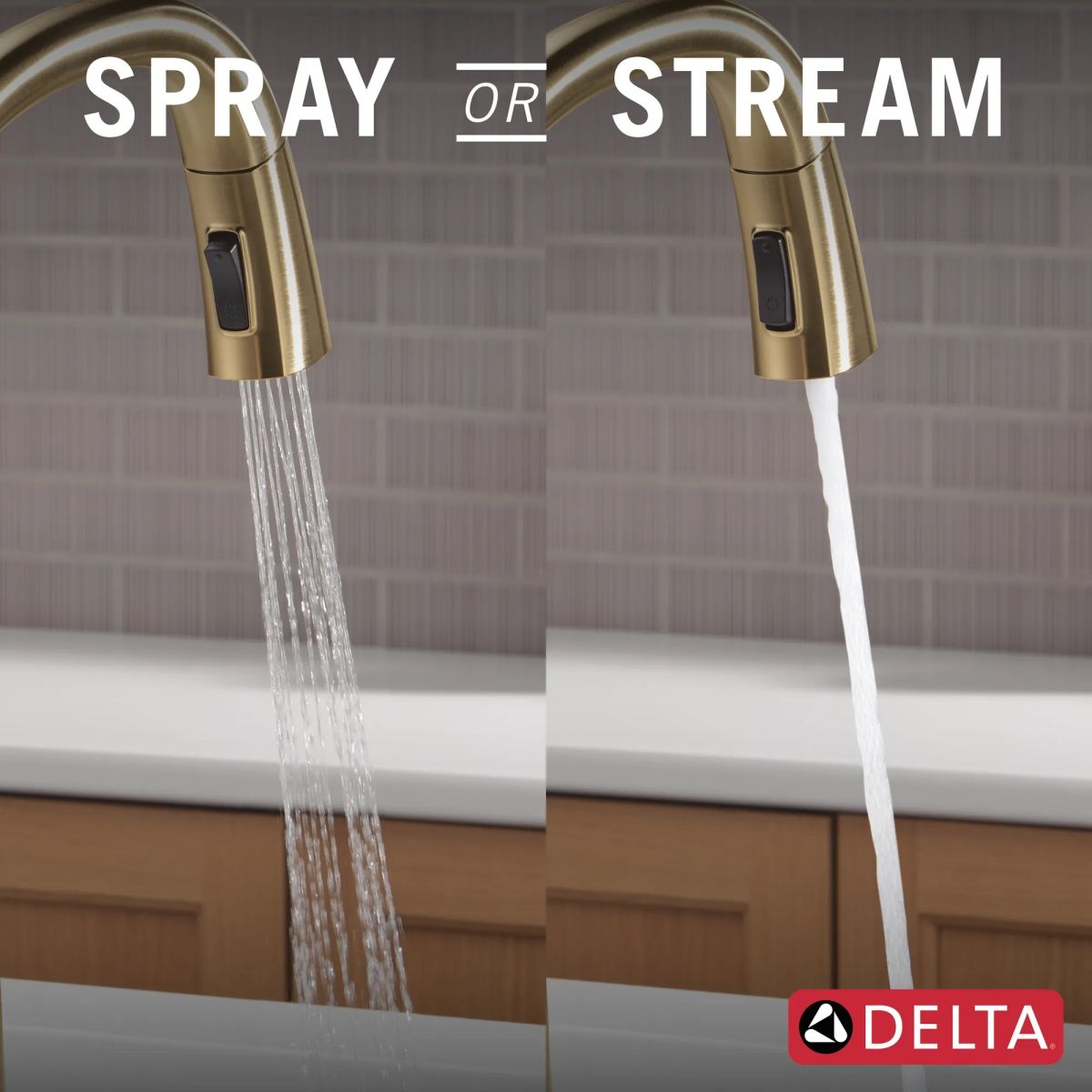 DELTA Stryke VoiceIQ Single Handle Pull-Down Faucet with Touch2O Technology — Lumicoat® Champagne Bronze