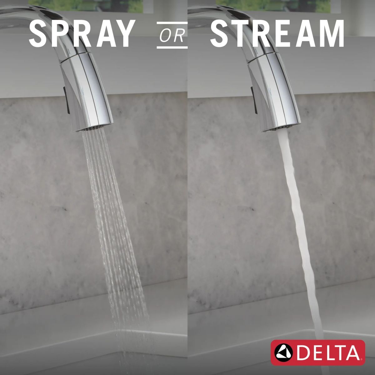 DELTA Stryke VoiceIQ Single Handle Pull-Down Faucet with Touch2O Technology — Lumicoat® Chrome