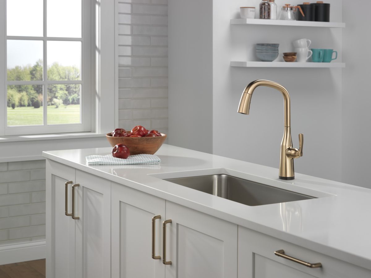 DELTA Stryke Touch2O  Pull-Down Kitchen w/ Voice — Lumicoat® Champagne Bronze