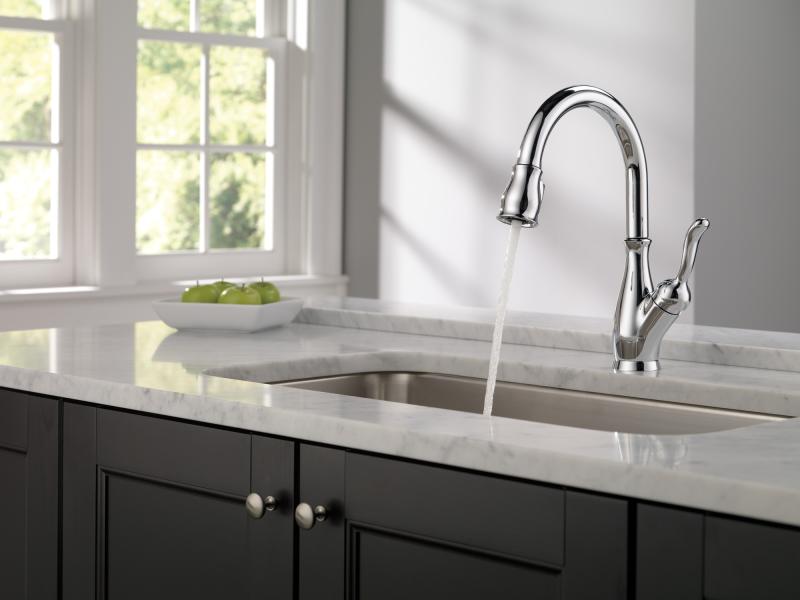 DELTA Leland Single Handle Pull-Down Kitchen Faucet with ShieldSpray Technology — Chrome