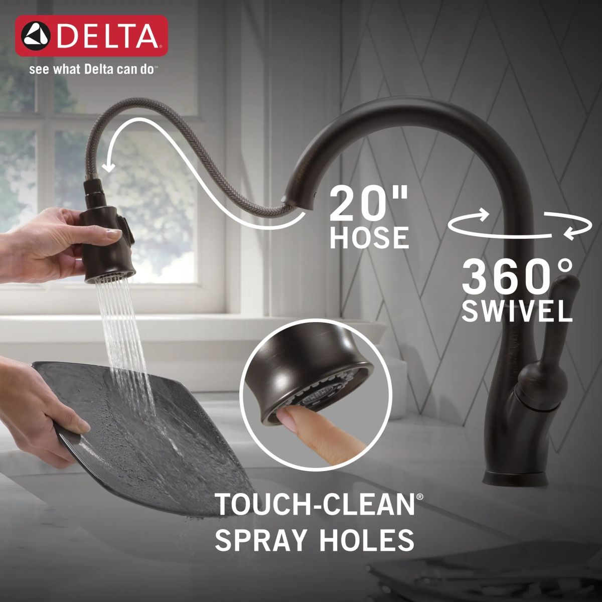 DELTA Leland Single Handle Pull-Down Kitchen Faucet with ShieldSpray Technology — Venetian Bronze